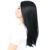 Fiber Sentetik Uzun Düz Peruk - Siyah thumbnail 3