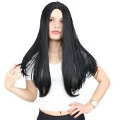 Fiber Sentetik Uzun Düz Peruk - Siyah thumbnail 1