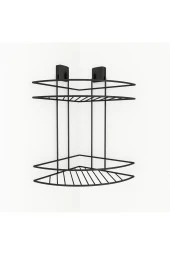 Decorev DC-5021 Dekoratif Yapışkanlı Metal Iki Katlı Şampuanlık Köşe Askı Siyah - 1