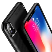 Apple iPhone X / XS Karbon Desenli Negro Silikon Kılıf thumbnail 6