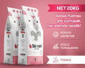 2li Avantaj Paketi Tozsuz, Topaklanan, Emiciliği Yüksek Bebek Pudralı Bentonit Kedi Kumu 2x10Kg thumbnail 1