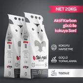 2li Avantaj Paketi Koku Hapseden, Topaklanan,Tozsuz Aktif Karbonlu Bentonit Kedi Kumu 2x10Kg - 1