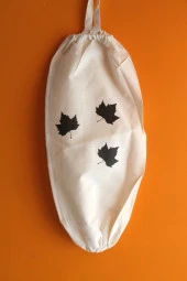 Yaprak Baskılı Çift Lastikli Naturel Keten Poşetlik thumbnail 1