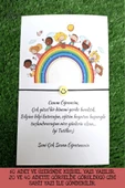 20li Gökkuşağı Çocuk Kartlı Emoji Bileklik - İsim Yazılır - Okul Hediyesi - Karne Hediyesi - 1