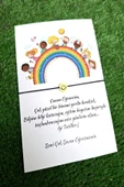 20li Gökkuşağı Çocuk Kartlı Emoji Bileklik - İsim Yazılır - Okul Hediyesi - Karne Hediyesi - 2