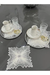 6 Adet Begonvil Krem Bardak Altlığı & Kokteyl Peçetesi thumbnail 1