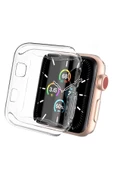 Apple Watch ile Uyumlu 38 40 42 44 45 mm Önü Açık Silikon Şeffaf Kılıf - 1