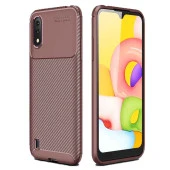 Samsung Galaxy A01 Karbon Desenli Negro Silikon Kılıf thumbnail 1