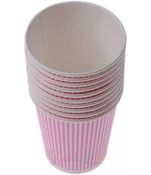 KARTON BARDAK 25 ADET (150ML)/ PEMBE ÇİZGİLİ - 1