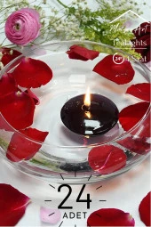 Float | Siyah 24 Adet Yüzen Mum | 4 Saat Yanan Tea Light Mum | Kokusuz Terapi Mumu thumbnail 1