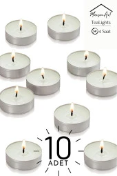 10 Adet | Yasemin Kokulu Tealight Mum | 4 Saat Yanar | Dekoratif Mumluk Mumu thumbnail 1