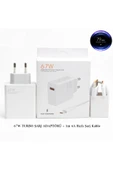 67W Hızlı Şarj Cihazı Aleti 6A Kablo/Adaptör Seti Type C USB Xiaomi Redmi Samsung Uyumlu Duvar Tipi - 4