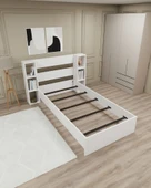 Arnetti Smart Tek Kişilik Başlıklı Raflı 90x190 Yatak Uyumlu Karyola Beyaz - 4