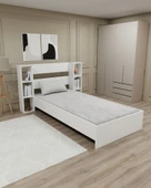 Arnetti Smart Tek Kişilik Başlıklı Raflı 90x190 Yatak Uyumlu Karyola Beyaz - 2