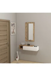 Arnetti Vien Çekmeceli Raflı Duvara Monte Aynalı Dresuar, Atlantik Çam & Beyaz - Vien - 2
