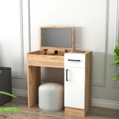 Arnetti İnci Atlantik Çam, Beyaz Aynalı Makyaj Masası - Çekmeceli, Dolaplı Şık Tasarım - 3