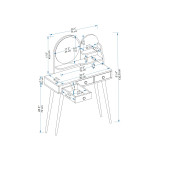 Arnetti Ruges Aynalı Ahşap Ayaklı Makyaj Masası Antrasit - 4