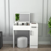 Arnetti İnci Beyaz Aynalı Makyaj Masası - Çekmeceli, Dolaplı Şık Tasarım - 2