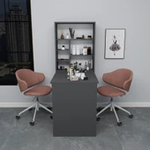 Arnetti Sedir Katlanabilir Dekoratif Raflı Masa,Çalışma Masası, Manikür Pedikür Masası Antrasit thumbnail 4