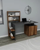 Arnetti Melis Çalışma Masası Dolaplı Raflı Bilgisayar Masası Antrasit & Ceviz - 3
