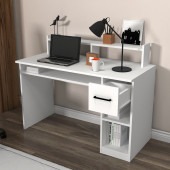 Arnetti Eslem Çekmeceli Raflı Modern Çalışma Masası Beyaz - 3