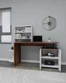 Arnetti Melis Çalışma Masası Dolaplı Bilgisayar Masası Depolama Beyaz & Ceviz - 2