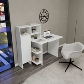 Arnetti Buğra Dolaplı Çalışma Masası - Beyaz Bilgisayar Masası - 4