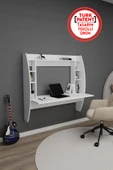 Arnetti Buğlem Duvara Monte Çalışma Masası - Beyaz Renkli Kompakt Bilgisayar Masası thumbnail 1