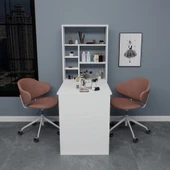 Arnetti Sedir Katlanabilir Dekoratif Raflı Çalışma Masası, Manikür Pedikür Masası Beyaz thumbnail 4