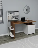 Arnetti Melis Çalışma Masası Dolaplı Bilgisayar Masası Depolama Beyaz & Ceviz - 3
