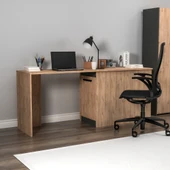 Arnetti Akser Geniş Dolaplı Çalışma Masası - Atlantik Çam Antrasit, Bilgisayar Masası, Modern Tasarım - 3