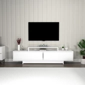 Arnetti Grasyas 2 Kapaklı Raflı 180 cm Dekoratif TV Sehpası, Beyaz - Grasyas - 1
