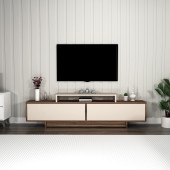 Arnetti Grasyas 2 Kapaklı Raflı 180 cm Dekoratif TV Sehpası, Ceviz Bej - Grasyas - 1