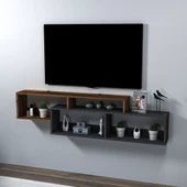 Arnetti Atlantis Duvara Monte 4 Bölmeli Televizyon Sehpası, Lidya Antrasit - 3