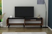 Arnetti Lİne TV Sehpası Dolaplı Raflı Modern TV Ünitesi Ceviz, Siyah - 3