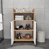 Arnetti Tiraks Çok Amaçlı 2 Kapaklı 4 Raflı Çok Amaçlı Mutfak Banyo Dolabı Atlantik Çam Beyaz thumbnail 3