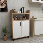 Arnetti Tiraks Çok Amaçlı 2 Kapaklı 4 Raflı Çok Amaçlı Mutfak Banyo Dolabı Atlantik Çam Beyaz thumbnail 5
