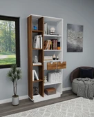 Arnetti Luma 10 Bölmeli 2 Dolaplı Modern Kitaplık Beyaz Ceviz - Luma - 2