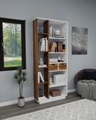 Arnetti Luma 10 Bölmeli 2 Dolaplı Modern Kitaplık Beyaz Ceviz - Luma - 3