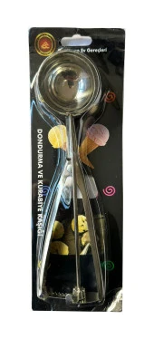 Paslanmaz Çelik Metal Dondurma ve Kurabiye Buz Topu Kaşığı Kepçesi - 1 Adet thumbnail 3