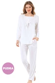 Kare Yaka Pijama Takımı Pudra - 1