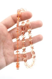 Usta İmzalı Küre Kesim Şeffaf Ateş Kehribar Tesbih - 4