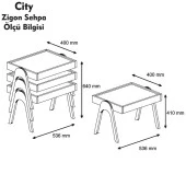 Variant Mobilya Roma Zigon Sehpa - Ceviz / Krem thumbnail 4