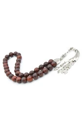 Gümüş Kaplama Püsküllü Küre Kesim Dev Boy Kan Ağacı Tesbih thumbnail 2