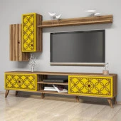 Variant Mobilya Class Duvar Raflı Tv Ünitesi - Ceviz / Sarı - 1