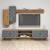 Variant Mobilya Class Duvar Raflı Tv Ünitesi - Ceviz / Mavi thumbnail 2