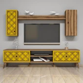Variant Mobilya Class Duvar Raflı Tv Ünitesi - Ceviz / Sarı - 3