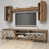 Variant Mobilya Class Duvar Raflı Tv Ünitesi - Ceviz / Krem thumbnail 4