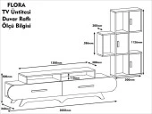 Variant Mobilya Flora Duvar Raflı Tv Ünitesi - Ceviz / Beyaz thumbnail 4