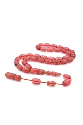 Usta İşçilikli Sistemli Kapsül Kesim Koyu Pembe Sıkma Kehribar Tesbih thumbnail 1